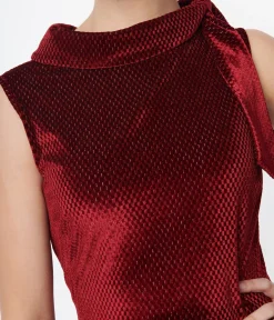 Smak Parlour Ruby Red Mock Neck Fit & Flare Dress