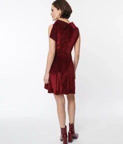 Smak Parlour Ruby Red Mock Neck Fit & Flare Dress