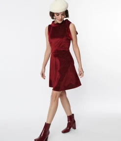 Smak Parlour Ruby Red Mock Neck Fit & Flare Dress