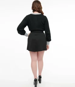 Smak Parlour 1960s Black & Silver Celestial Embroidered Easy Does It Mini Skirt