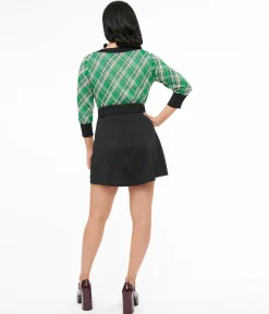 Smak Parlour 1960s Black Hedgehog Embroidered Easy Does It Mini Skirt