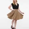 Smak Parlour 1960s Brown & Green Plaid Scene Flare Skirt