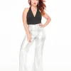 Smak Parlour 1960s Metallic Silver High Waist Flare Pants