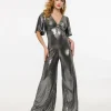 Smak Parlour 1960s Metallic Silver Cutout Jumpsuit