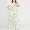 Smak Parlour 1970s Rainbow Check Flare Jumpsuit