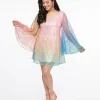 Smak Parlour 1960s Rainbow Ombre Sequin Downtown Scene Mini Dress