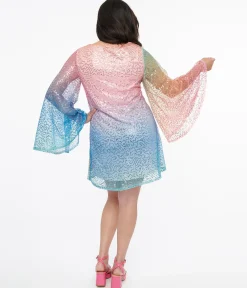 Smak Parlour 1960s Rainbow Ombre Sequin Downtown Scene Mini Dress