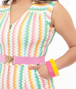 Smak Parlour 1970s Rainbow Zig Zag Belted Romper