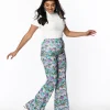 Smak Parlour 1970s Teal Groovy Mushrooms Find Your Flare Pants