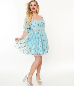Smak Parlour Sky Blue & Glitter Rainbows Love Interest Babydoll Dress