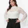Smak Parlour White Lace Bell Sleeve Blouse