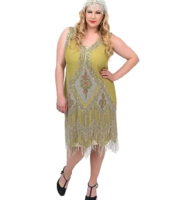 Special Order - Unique Vintage 1920s Green & Silver Embroidered & Hand Beaded Somerset Flapper Dress