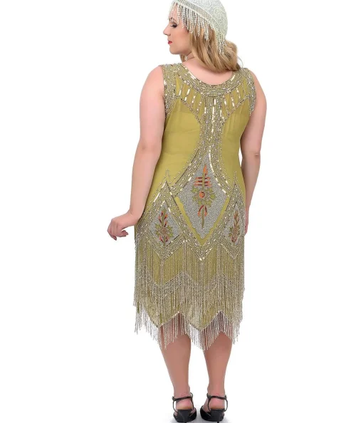 Special Order - Unique Vintage 1920s Green & Silver Embroidered & Hand Beaded Somerset Flapper Dress
