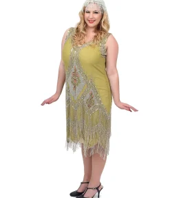 Special Order - Unique Vintage 1920s Green & Silver Embroidered & Hand Beaded Somerset Flapper Dress