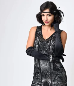 Special Order- Unique Vintage 1920s Style Black Hand Beaded Fringe Bosley Flapper Dress