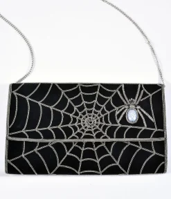 Spider Web Embroidered Clutch