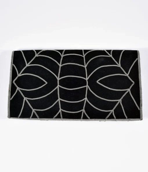 Spider Web Embroidered Clutch