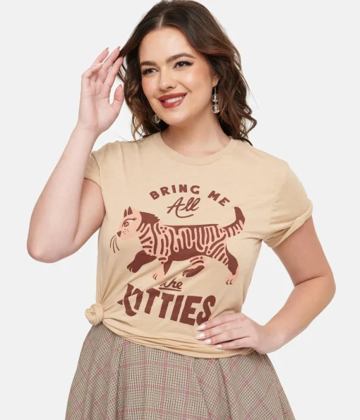 Tan Bring Me All The Kitties Graphic Tee