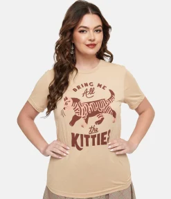 Tan Bring Me All The Kitties Graphic Tee