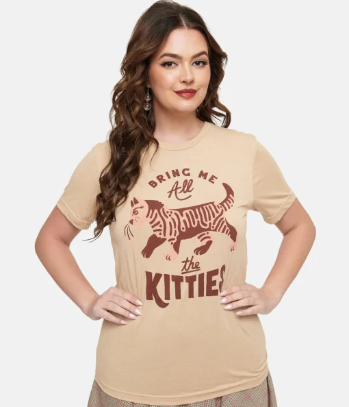 Tan Bring Me All The Kitties Graphic Tee