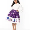 The Golden Girls x Unique Vintage Purple Character Border Gellar Swing Skirt