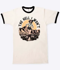 The Hell I Won't Black Collar Unisex Graphic Ringer Tee
