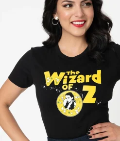 The Wizard Of Oz x Unique Vintage Retro Logo Fitted Tee