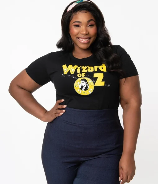 The Wizard Of Oz x Unique Vintage Retro Logo Fitted Tee