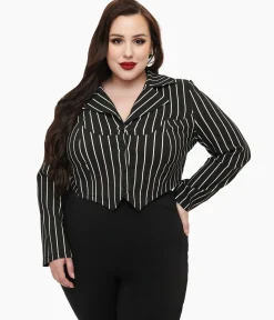Tim Burton’s The Nightmare Before Christmas by Unique Vintage Plus Size Black & White Stripe Jack Skellington Western Jacket
