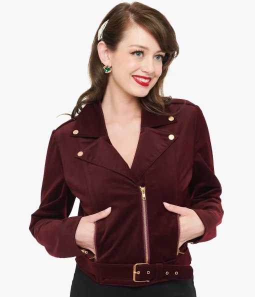 Tim Burton's The Nightmare Before Christmas by Unique Vintage Burgundy Velvet Jacket