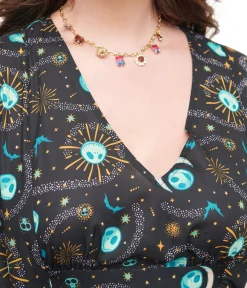 Tim Burton's The Nightmare Before Christmas by Unique Vintage Black Celestial Nightmare Before Christmas Caftan Dress