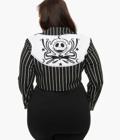 Tim Burton’s The Nightmare Before Christmas by Unique Vintage Plus Size Black & White Stripe Jack Skellington Western Jacket