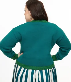 Tim Burton's The Nightmare Before Christmas by Unique Vintage Plus Size Teal Deadly Night Shade Cardigan