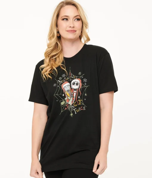 Tim Burton's The Nightmare Before Christmas by Unique Vintage Black Jack & Sally Making A List Unisex Graphic Tee