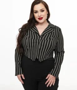 Tim Burton’s The Nightmare Before Christmas by Unique Vintage Plus Size Black & White Stripe Jack Skellington Western Jacket