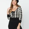 Unique Vintage Black & Ivory Houndstooth Dandy Cardigan