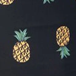 Unique Vintage Black & Pineapple Print Corinne Sheath Swimsuit