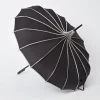 Unique Vintage Black & Polka Dot Tan Princess Pagoda Umbrella