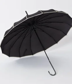 Unique Vintage Black & Polka Dot Tan Princess Pagoda Umbrella