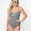 Unique Vintage Black & White Gingham Daphne Swim Bottoms