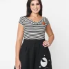 Unique Vintage Black & White Stripe Pumpkin Brooch Deena Top