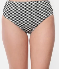 Unique Vintage Black & White Gingham Daphne Swim Bottoms