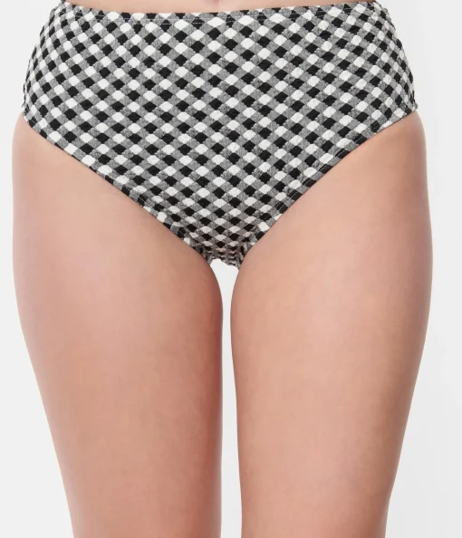 Unique Vintage Black & White Gingham Daphne Swim Bottoms
