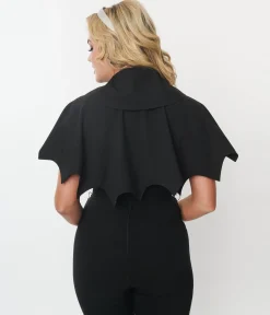 Unique Vintage Black & White Bat Scalloped Capelette