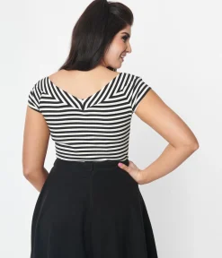 Unique Vintage Black & White Stripe Pumpkin Brooch Deena Top
