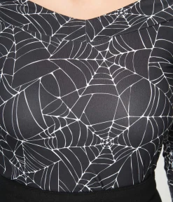 Unique Vintage Black & White Spiderweb Scarlett Top