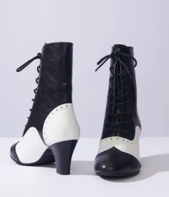 Unique Vintage Black & White Victorian Boots