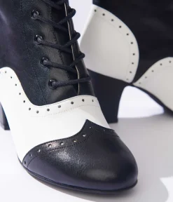 Unique Vintage Black & White Victorian Boots