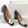 Unique Vintage Black Daisy Pumps