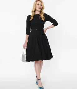 Unique Vintage Black Devon Swing Dress